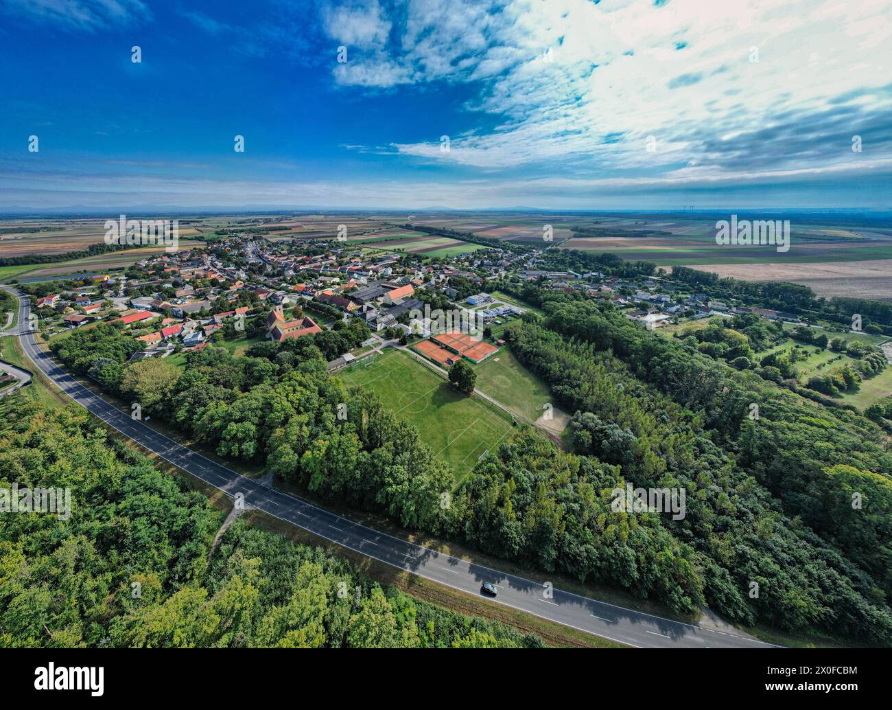 Weikendorf im Weinviertel Atsv Sportplatz Luftbild Luftaufnahme Stock Photo