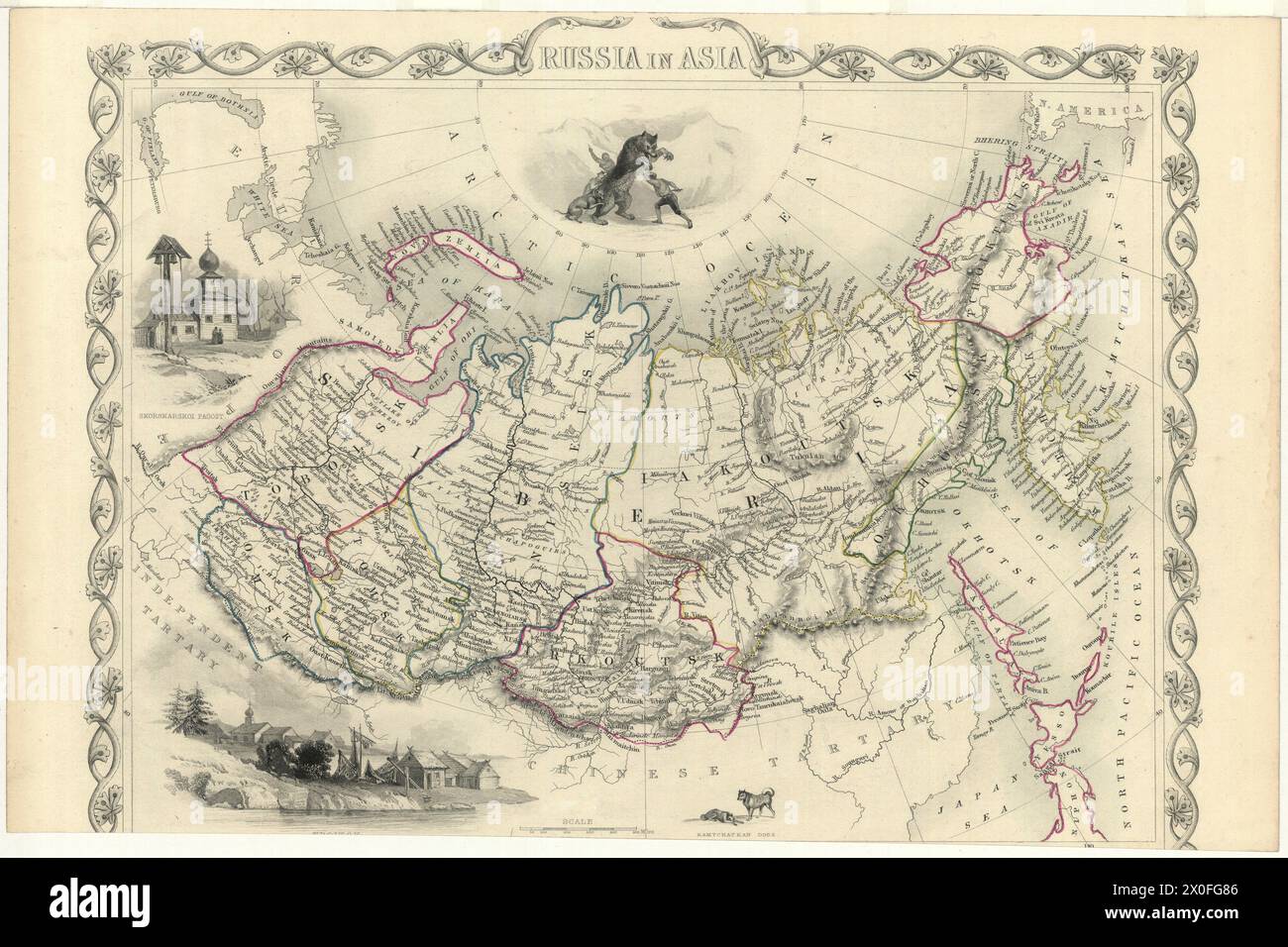 Vintage map titled Russia in Asia, London Printing and Publishing Company, post 1855 Stock Photo