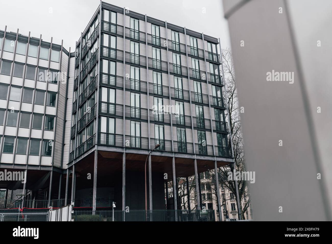 Institut du Monde Arabe in Paris, Modern building structure forming a mosaic. Stock Photo