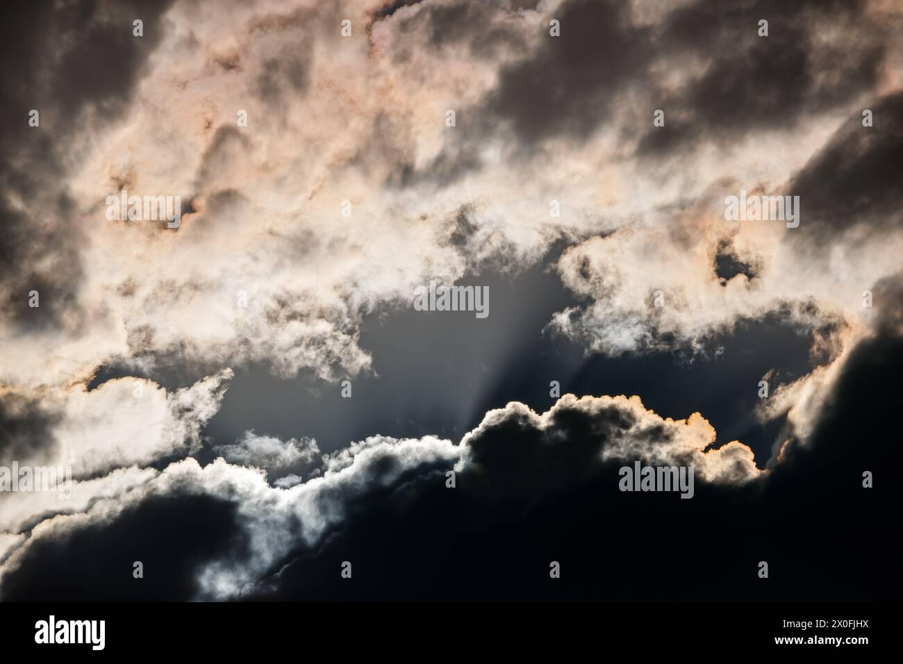 Iridescent clouds in Alhambra, Ciudad Real, Spain. Stock Photo