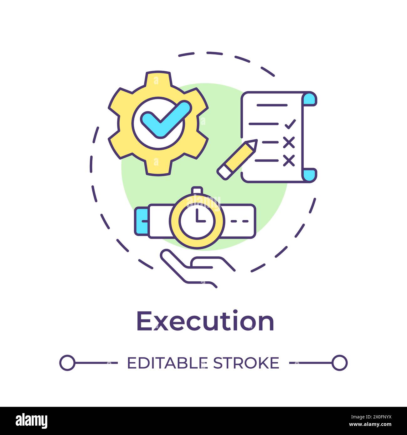 Business management execution multi color concept icon Stock Vector ...