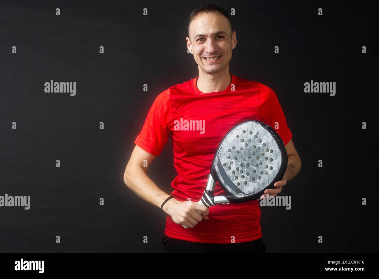 Paddle tennis: Man, Player with hand and Paddel racket and ball Stock ...