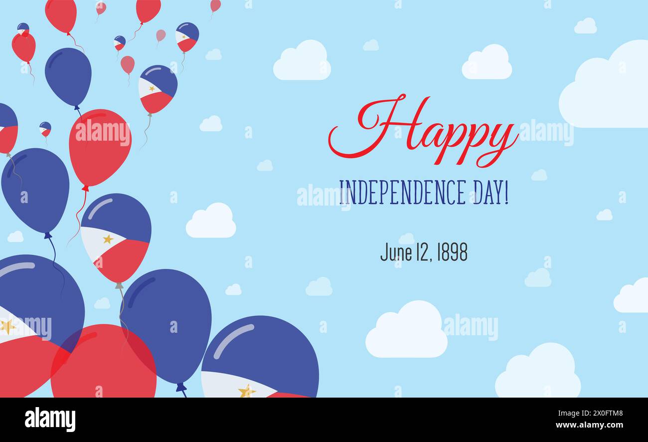 Philippines Independence Day Sparkling Patriotic Poster Row Of