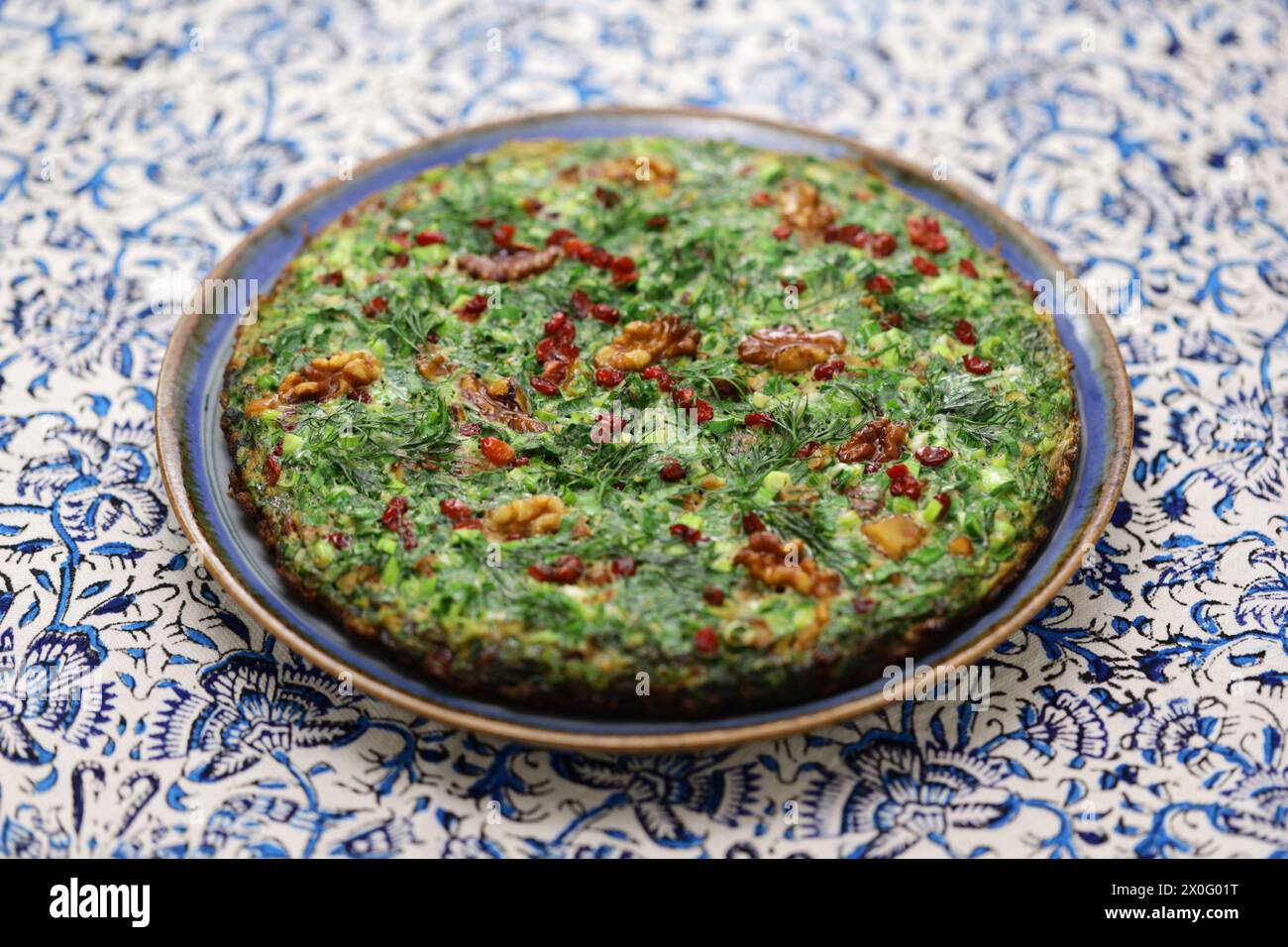 Kuku sabzi (herb frittata), vegetarian Iranian food Stock Photo