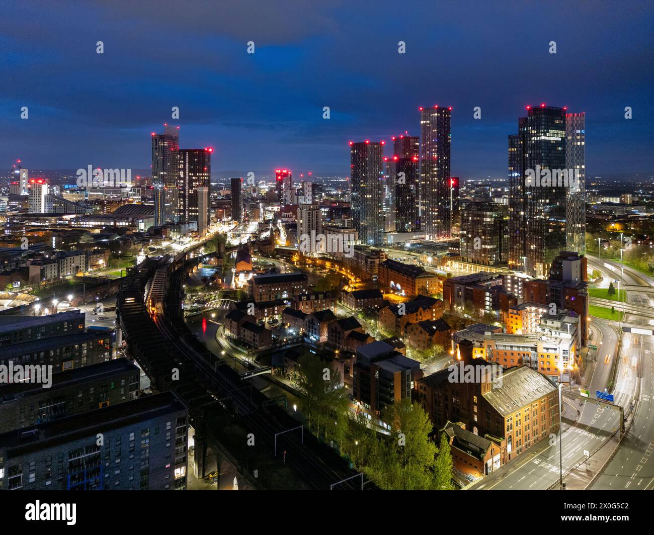 The Sunrises over Deansgate Square, Manchester Stock Photo