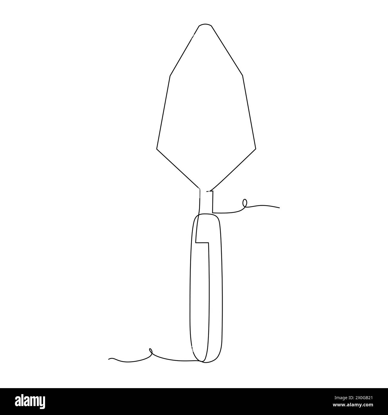 Simple drawing of trowel Illustration design of tools for Industrial concept vector. single line continuous drawing. Stock Vector