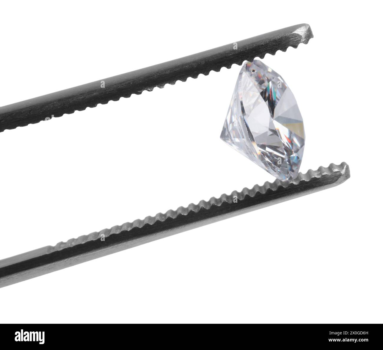 Tweezers with beautiful shiny diamond isolated on white Stock Photo - Alamy