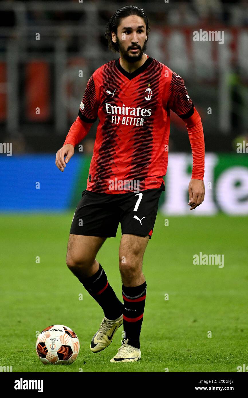 Yacine Adli of AC Milan in action during the Europa League football ...