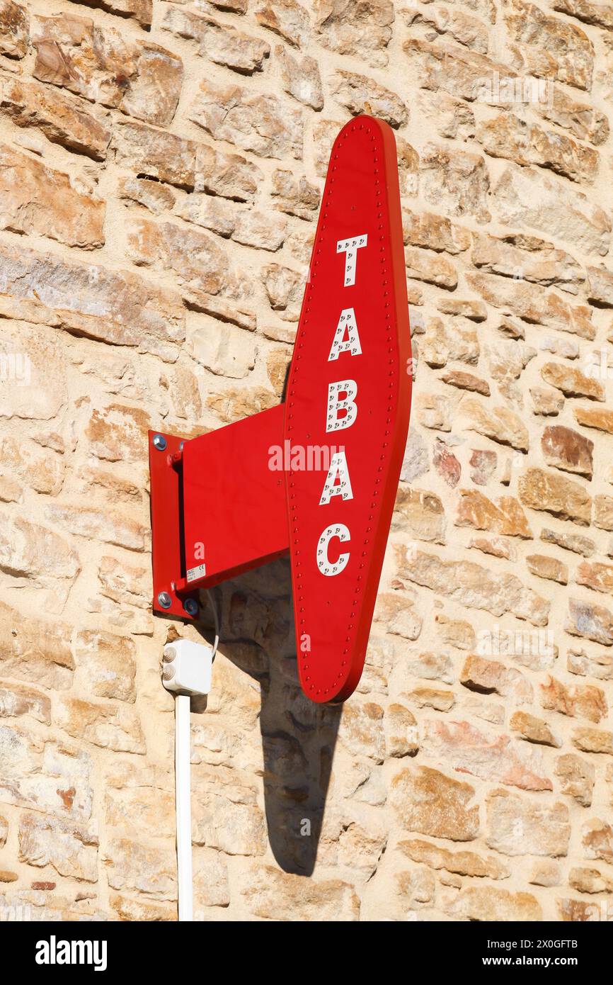 Gleize, France- January 19, 2021: Tobocco sign on a wall in France Stock Photo