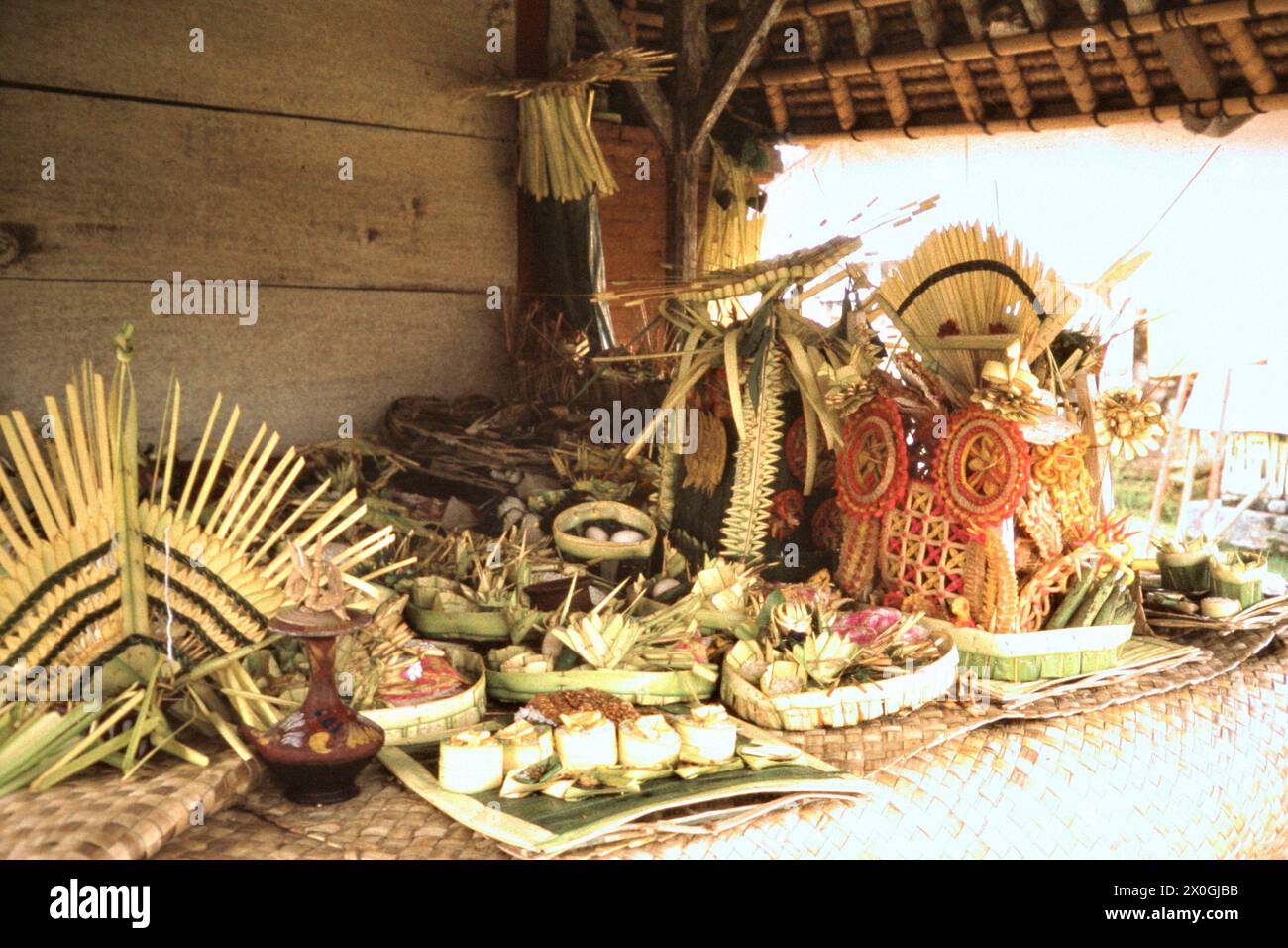 Offerings are in a temple in Bali. [automated translation] Stock Photo ...