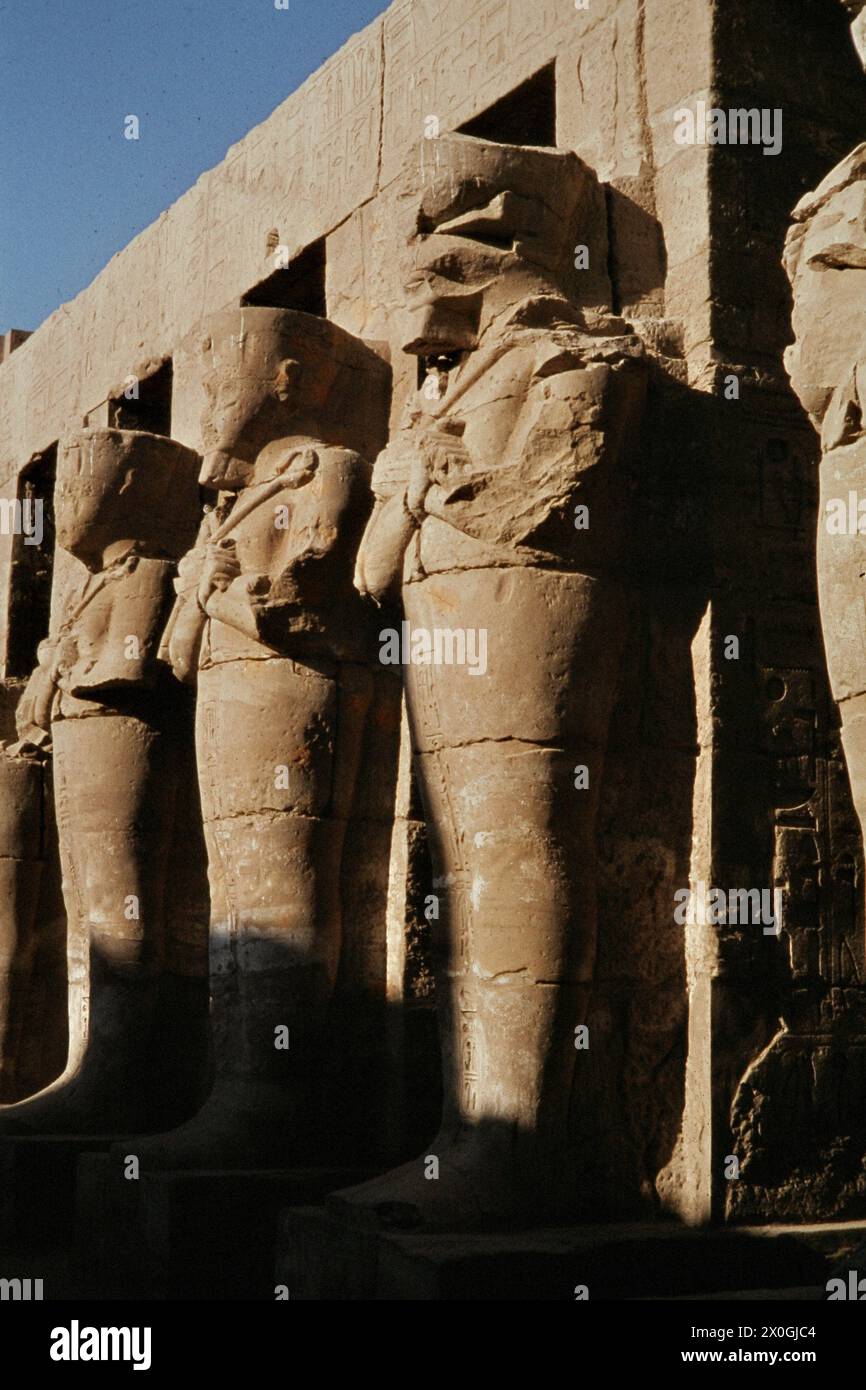 Osiris pillar in the longitudinal courtyard of the temple of Ramses III ...