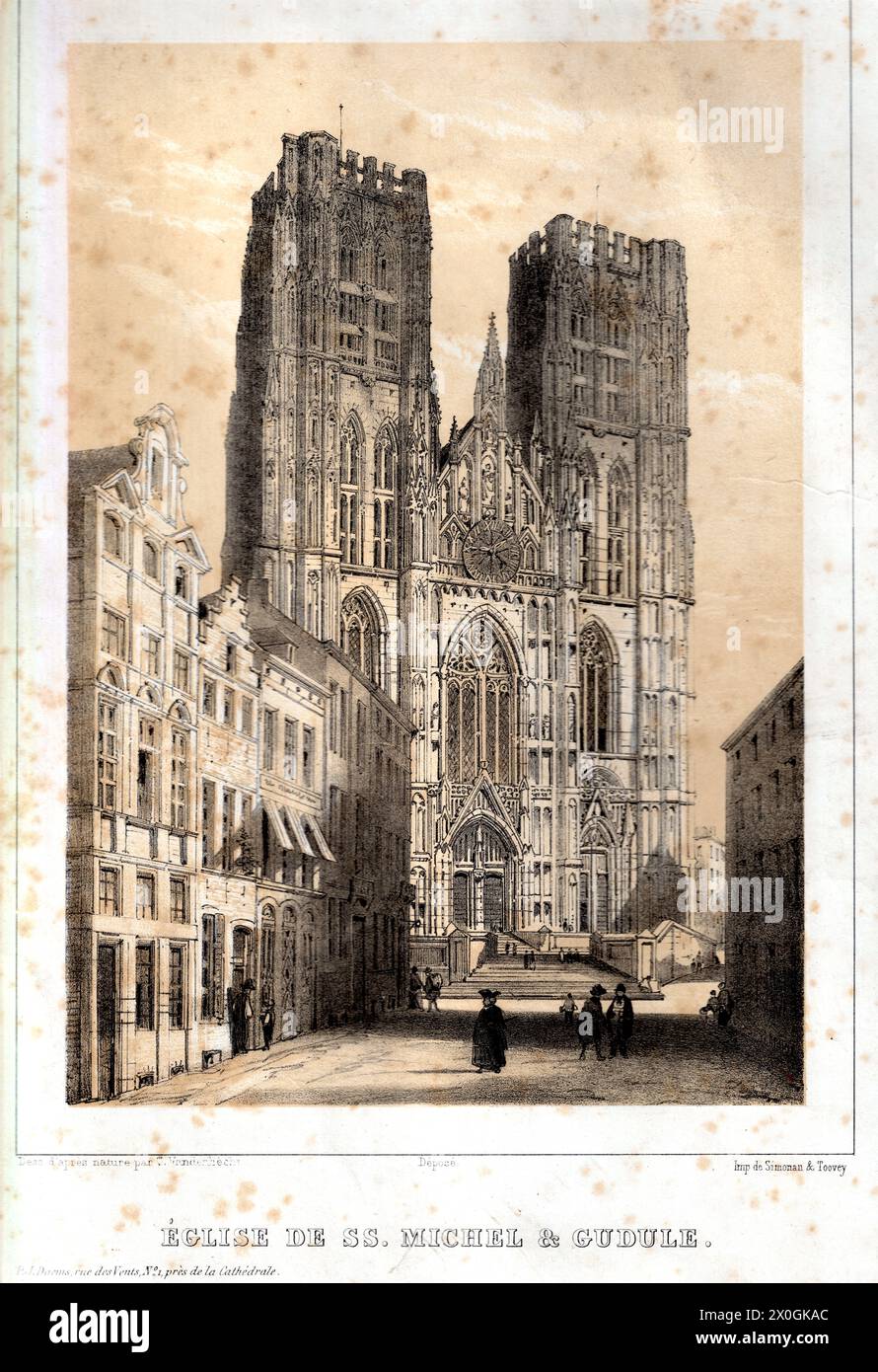 Guillaume Victor Vander Hecht (1817-91) - Bruxelles, Eglise De SS Michel & Gudula, Simonau & Toovey Stock Photo