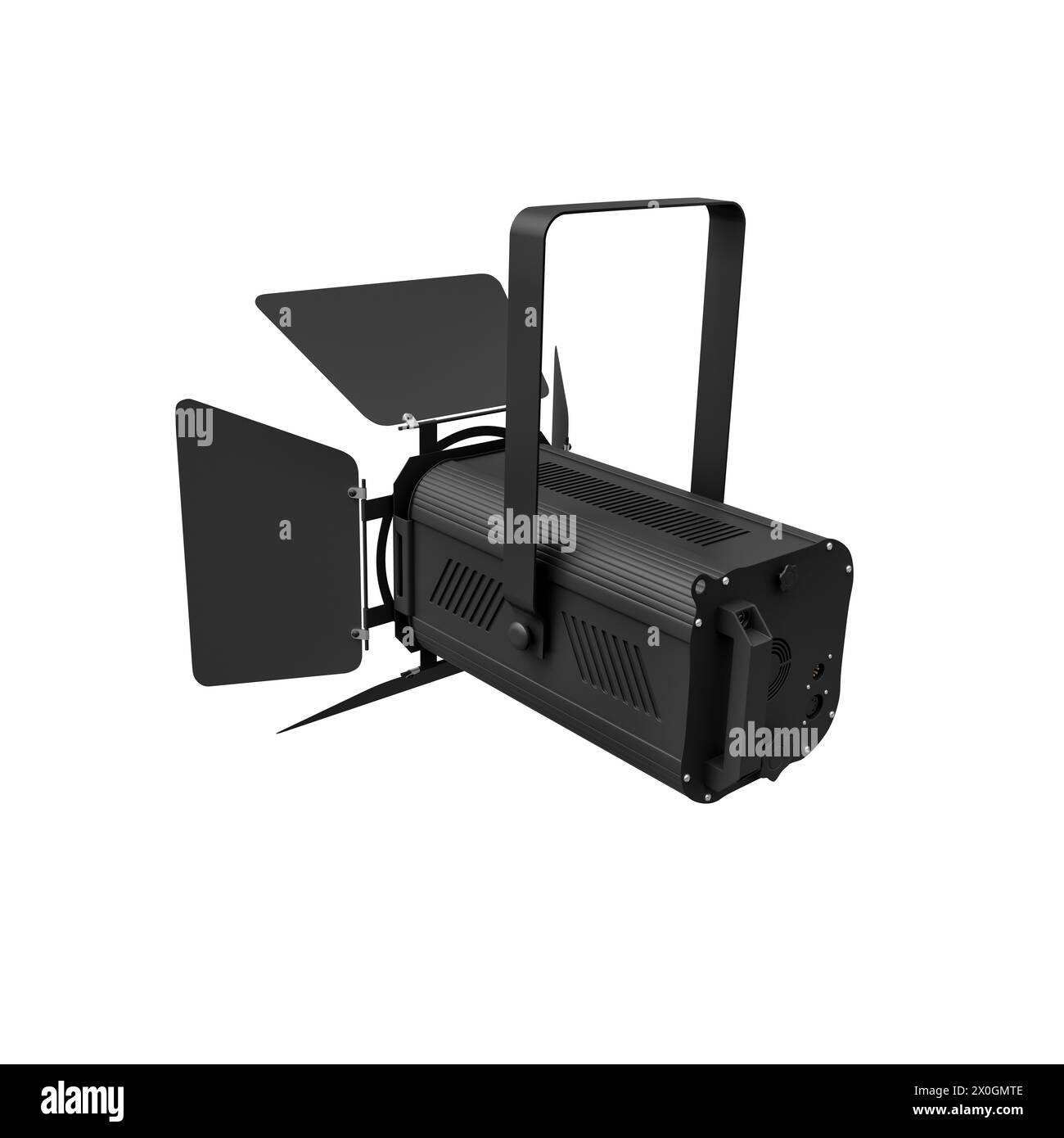 Black studio light with barn doors isolated Stock Photo Alamy