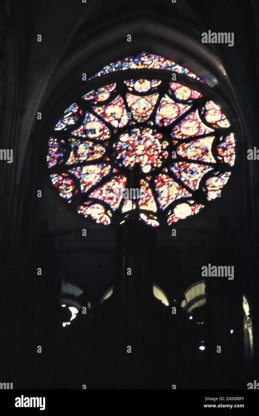 A rose window in the cathedral of Reims. [automated translation] Stock ...