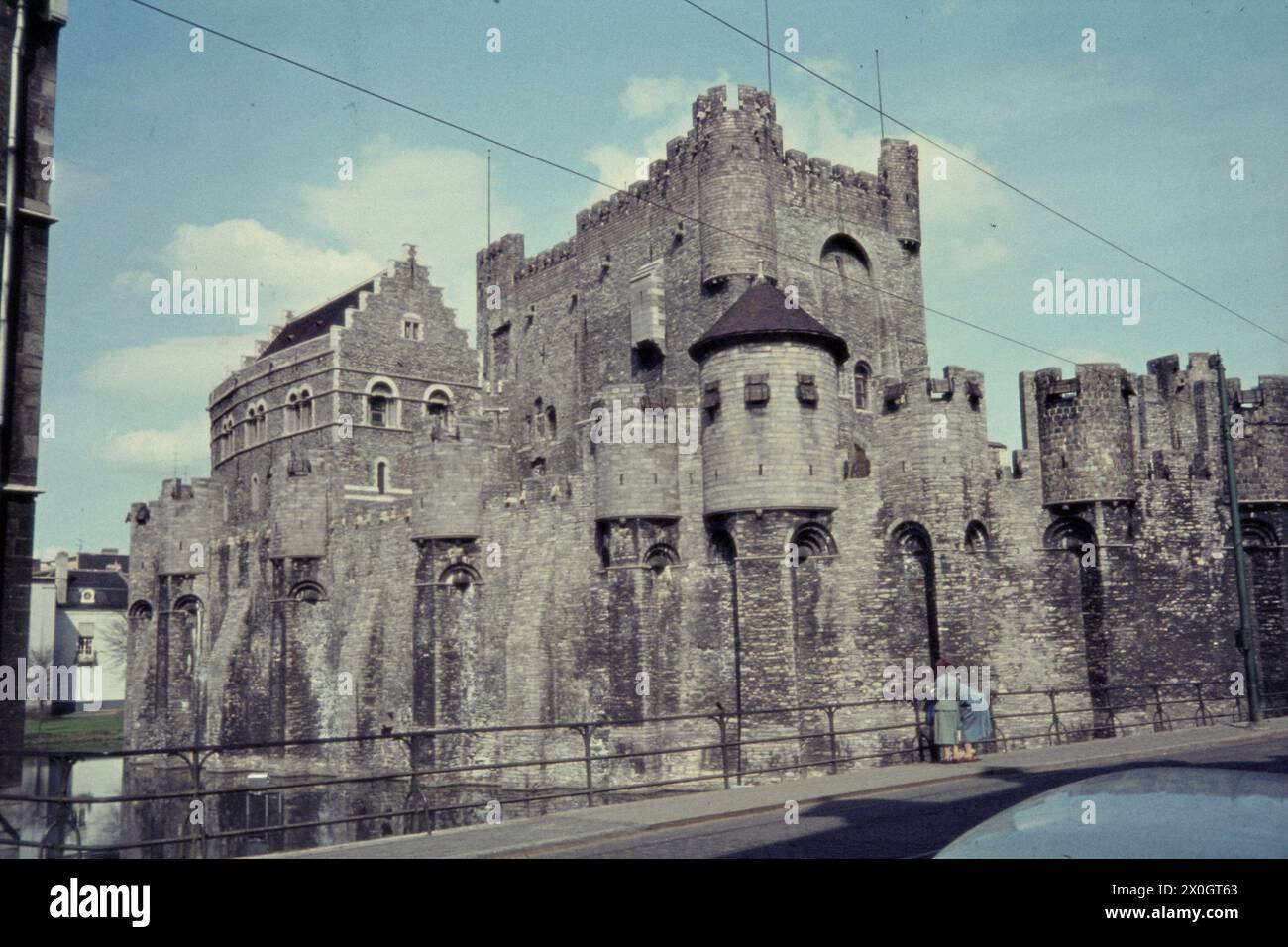 The castle of the Count of Flanders Gravensteen (Gravenstein) in Ghent, Belgium. [automated translation] Stock Photo