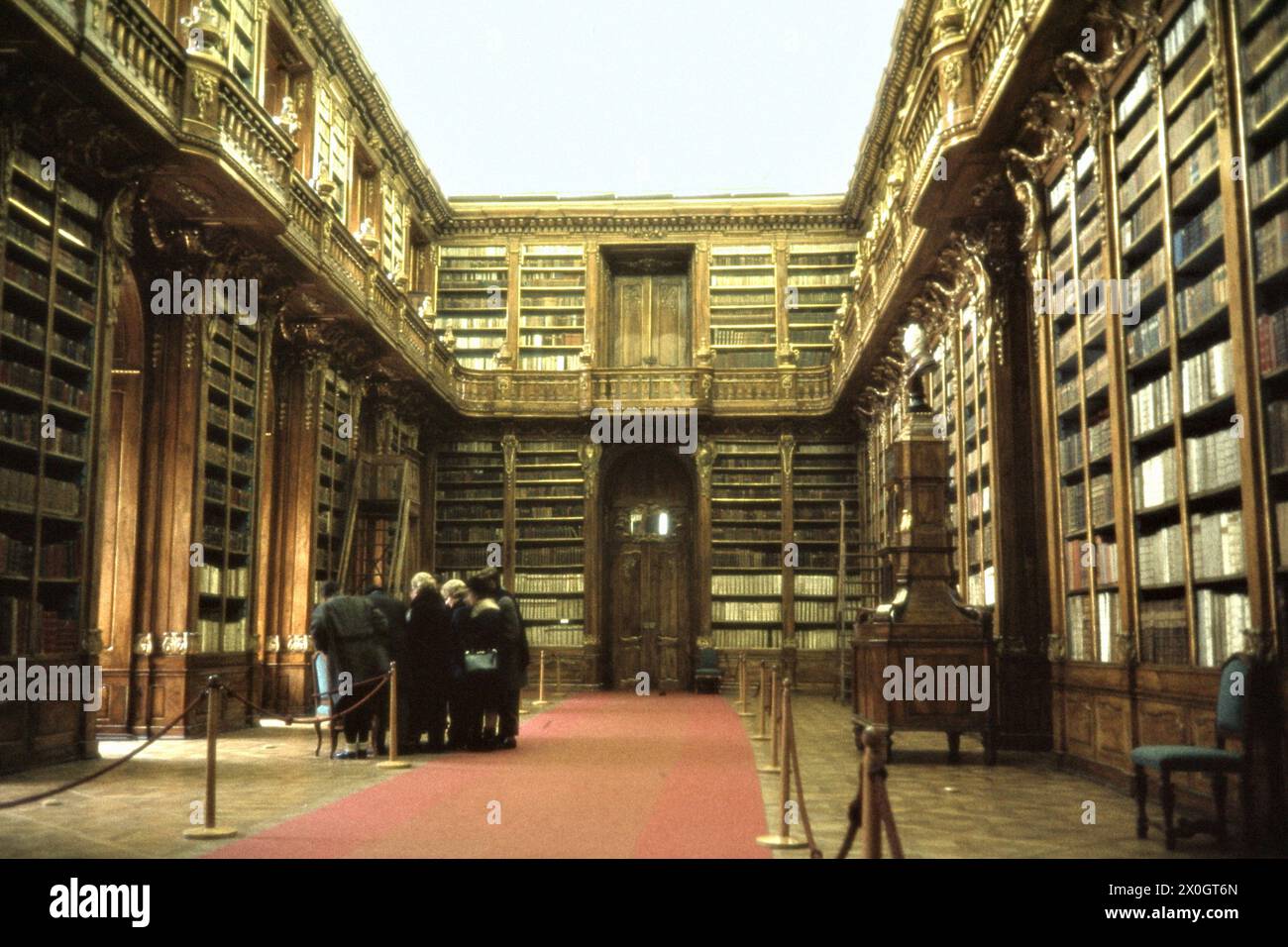 Strahov Monastery, Philosophical Library Hall with Baroque ceiling frescoes by Anton Maulbertsch (1794), Prague, Czech Republic [automated translation] Stock Photo