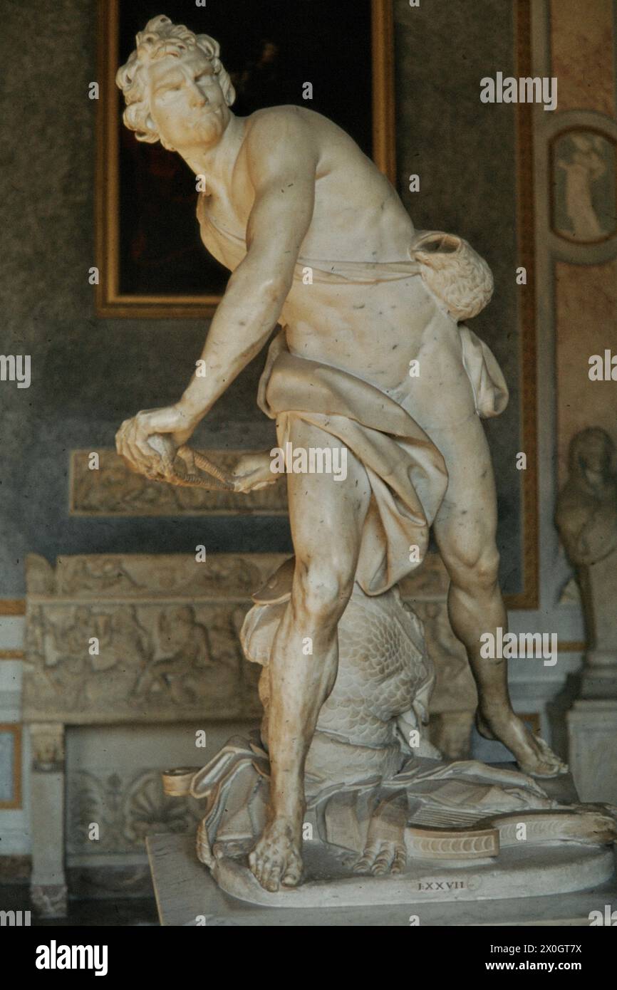 David In Rome Statue of David by Gian Lorenzo Bernini in the Villa Borghese in Rome ...