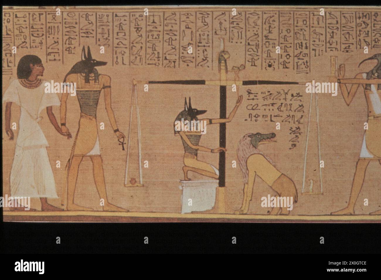 An ancient Egyptian papyrus scroll with deities in the National Museum ...