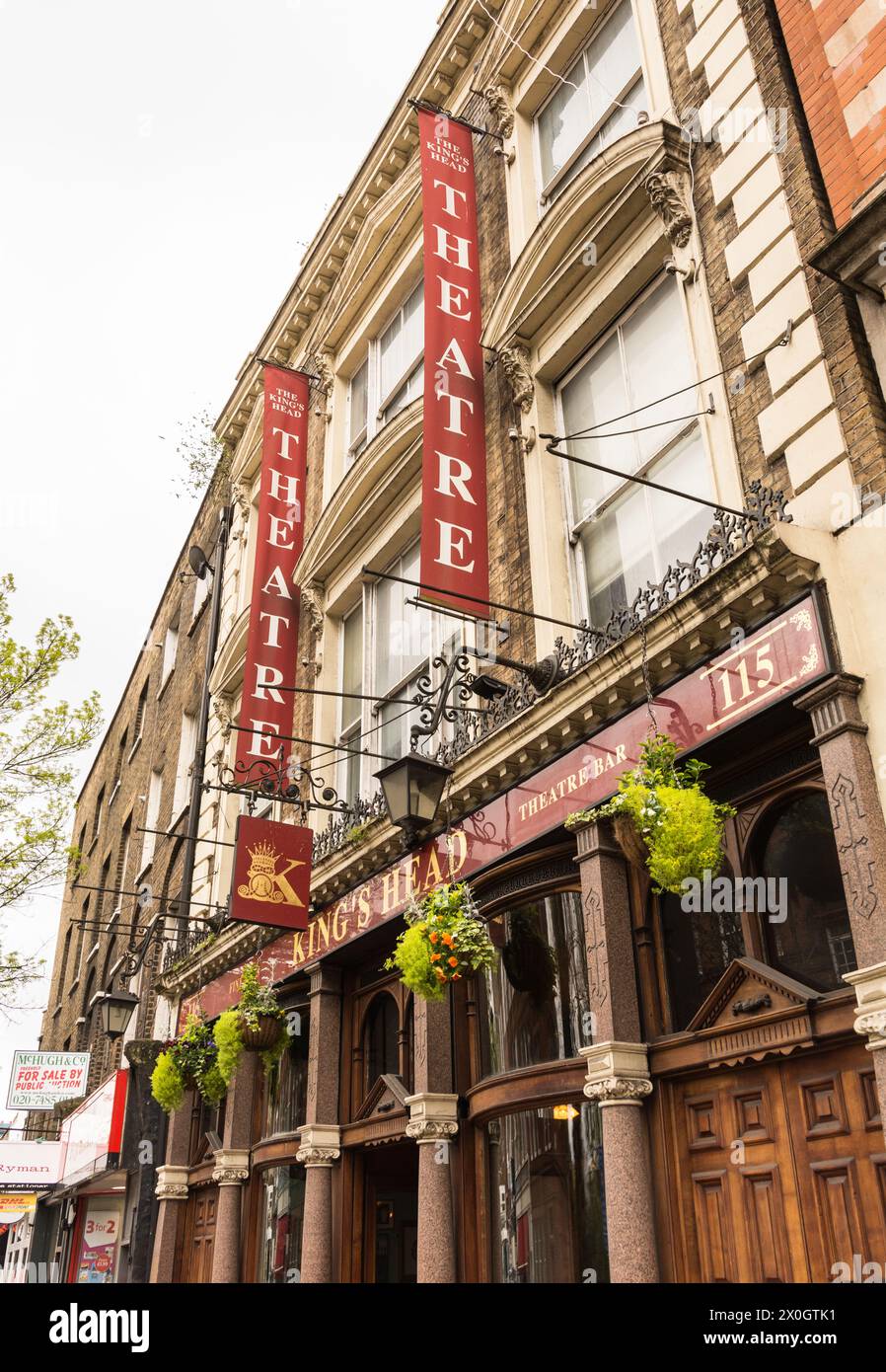 The exterior of the King's Head pub and theatre, Upper Street, Islington, England, U.K. Stock Photo