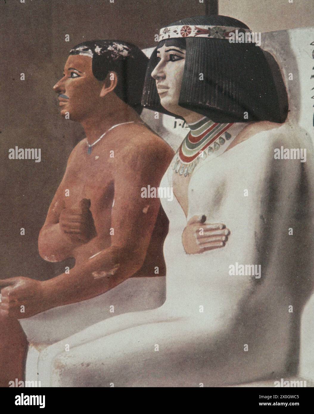 The statues of Prince Rahotep and his wife Nofret for the exhibition in