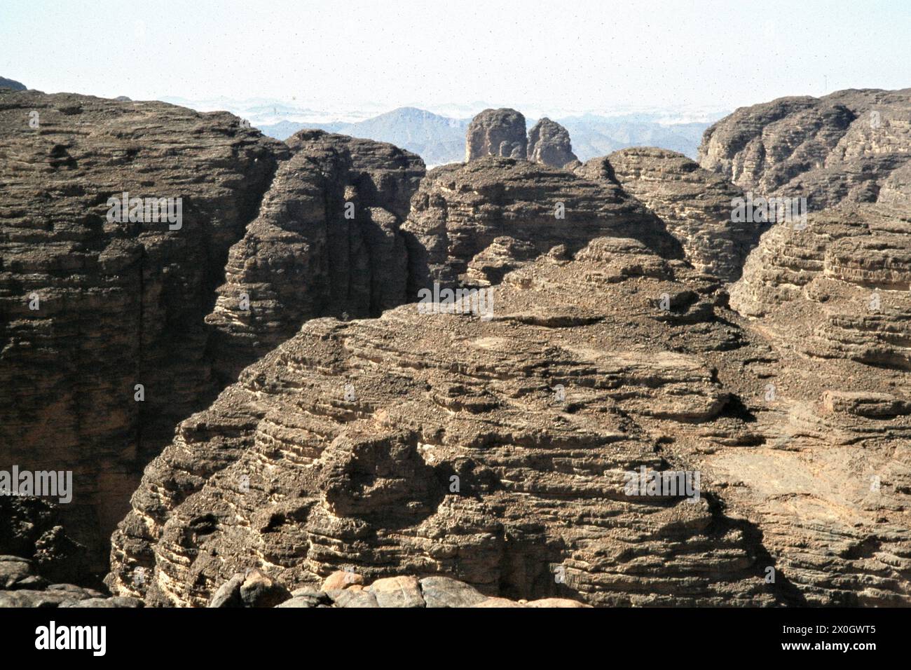 Rock formations and gorges in Assekrem. [automated translation] Stock ...