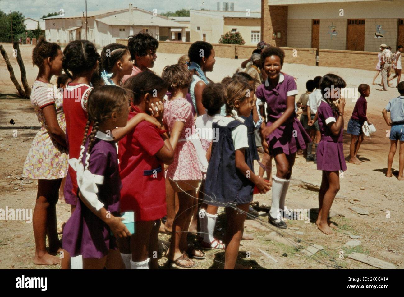 Schoolchildren on a village square in Rehoboth. [automated translation] Stock Photo