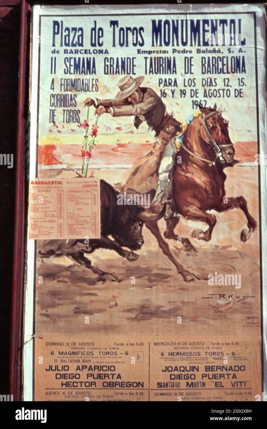 Poster for a bullfight (Corrida de toros) in Barcelona. [automated translation] Stock Photo