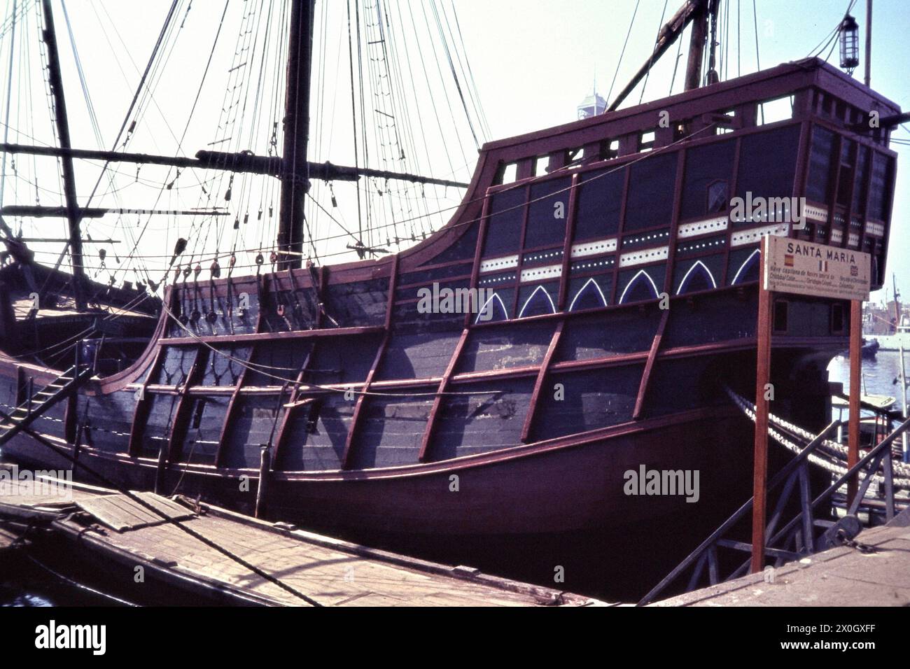 A reproduction of the Santa Maria of Columbus in the port of Barcelona. [automated translation] Stock Photo