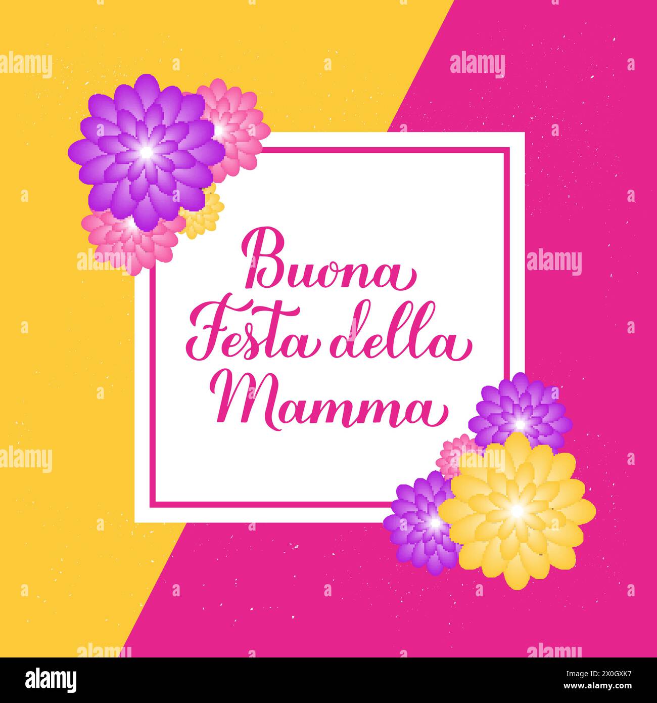 Happy Mothers Day in Italian. Buona festa della Mamma. Greeting card with spring flowers. Vector template for typography poster, banner, invitation, e Stock Vector