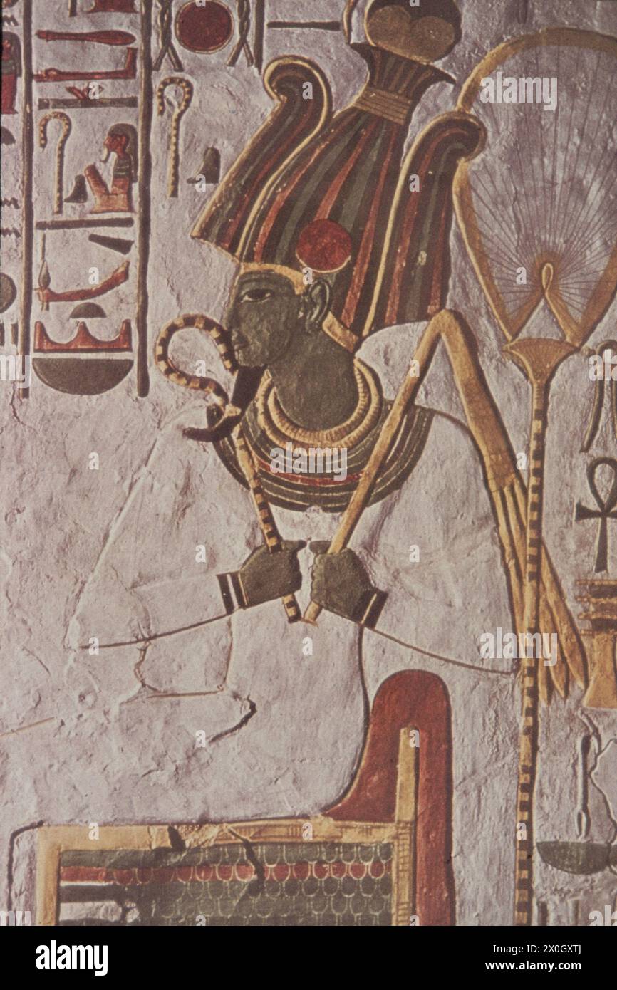 A painting in the tomb of Ramses VI in the Valley of the Kings shows the Egyptian god Osiris. [automated translation] Stock Photo
