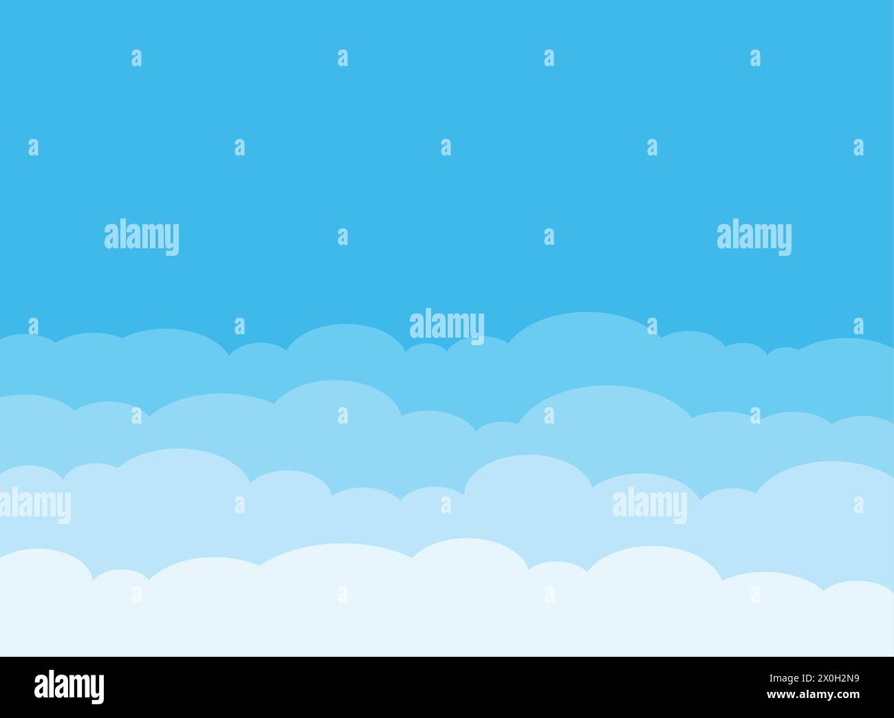 Blue sky with white clouds in flat style. Airy atmosphere vector ...
