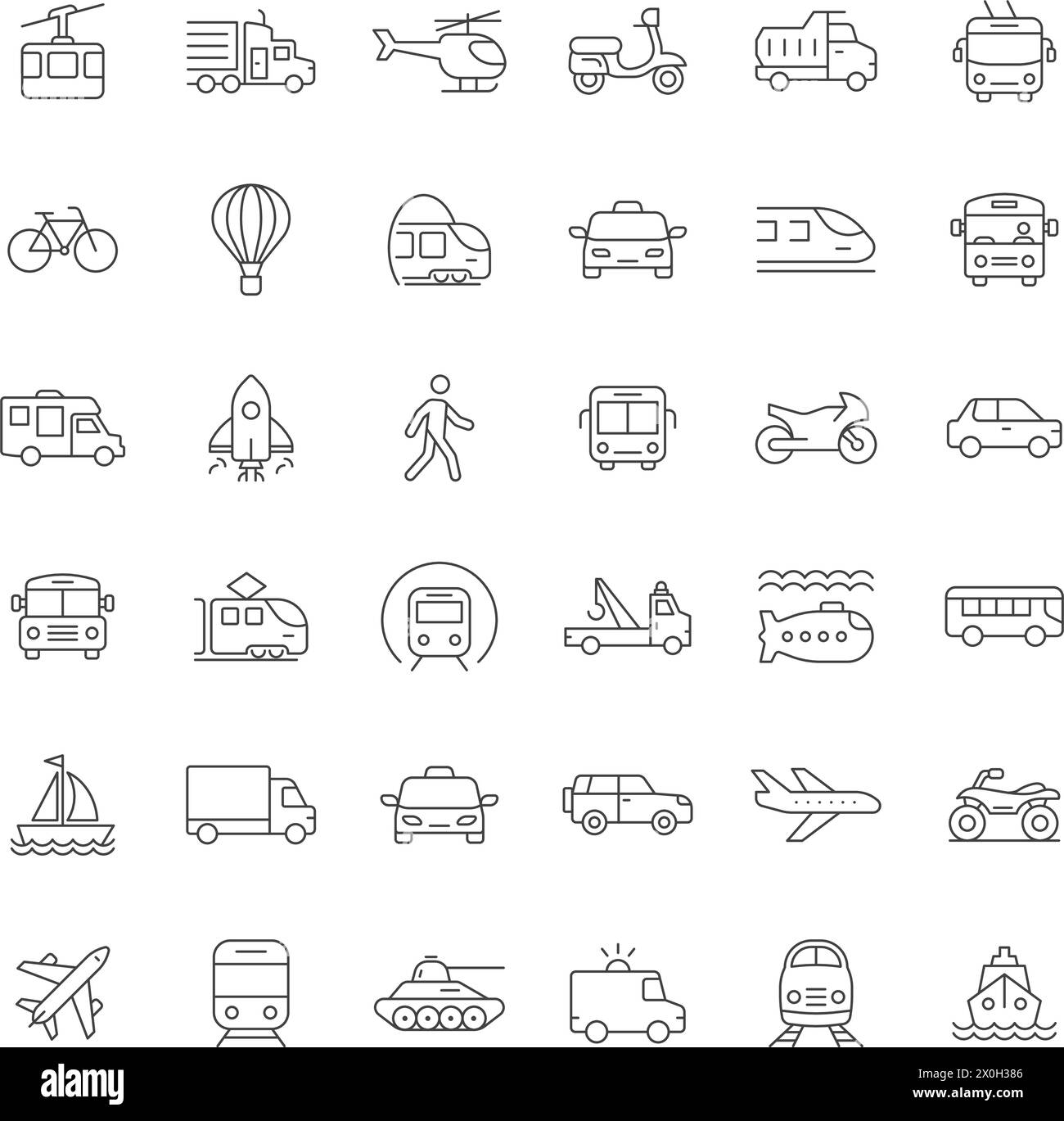 Transport icons set in flat style. Transportation vector illustration on isolated background. Vehicle sign business concept. Stock Vector