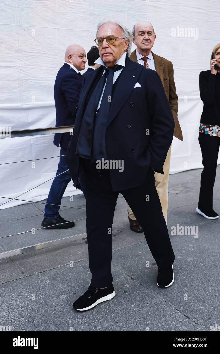 Milan, Italy. 12th Apr, 2024. Milan, the press conference to present the restoration of the facade of Palazzo Marino. In the photo: Diego Della Valle Credit: Independent Photo Agency/Alamy Live News Stock Photo