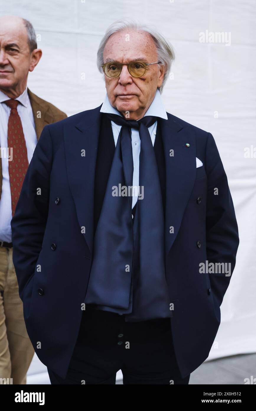 Milan, Italy. 12th Apr, 2024. Milan, the press conference to present the restoration of the facade of Palazzo Marino. In the photo: Diego Della Valle Credit: Independent Photo Agency/Alamy Live News Stock Photo