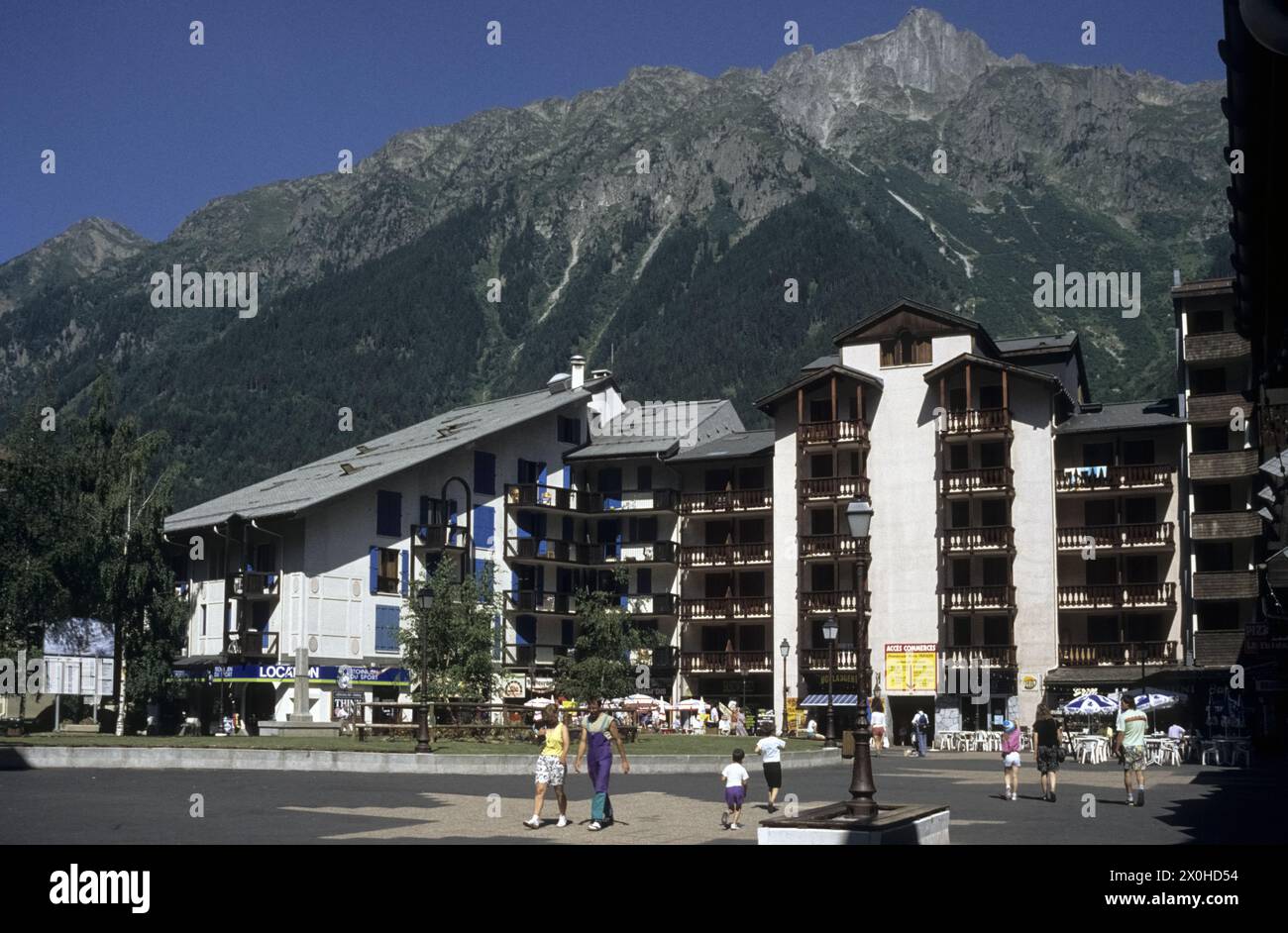 Apartment buildings and stores in front of Le Brévent. [automated ...