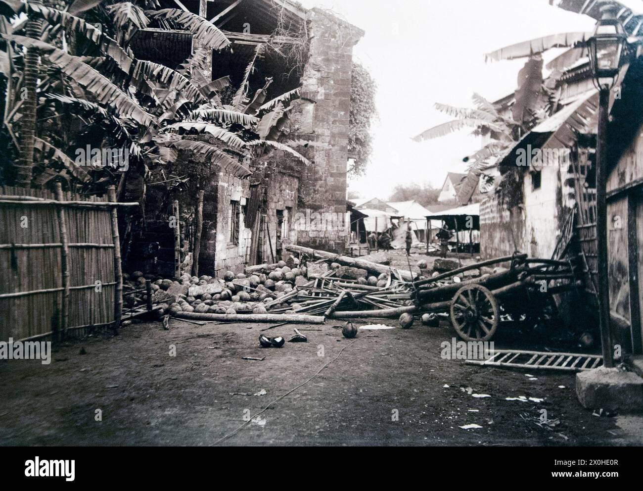 Philippine American War, Archive Photo. , 1899-1902: Damage following the Battle of Pasig River , 1899 Stock Photo