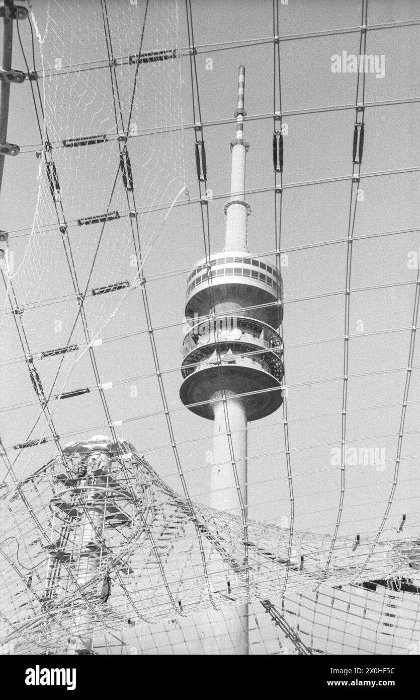 Olympic park with television tower Black and White Stock Photos ...