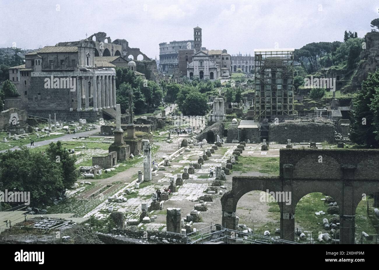 View across the square towards the Colosseum, which can be seen at the ...