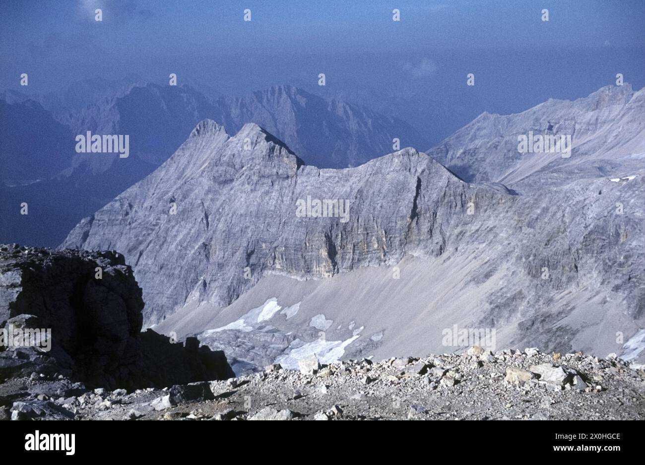 View of the Karwendel with the Birkköpfen. [automated translation] Stock Photo