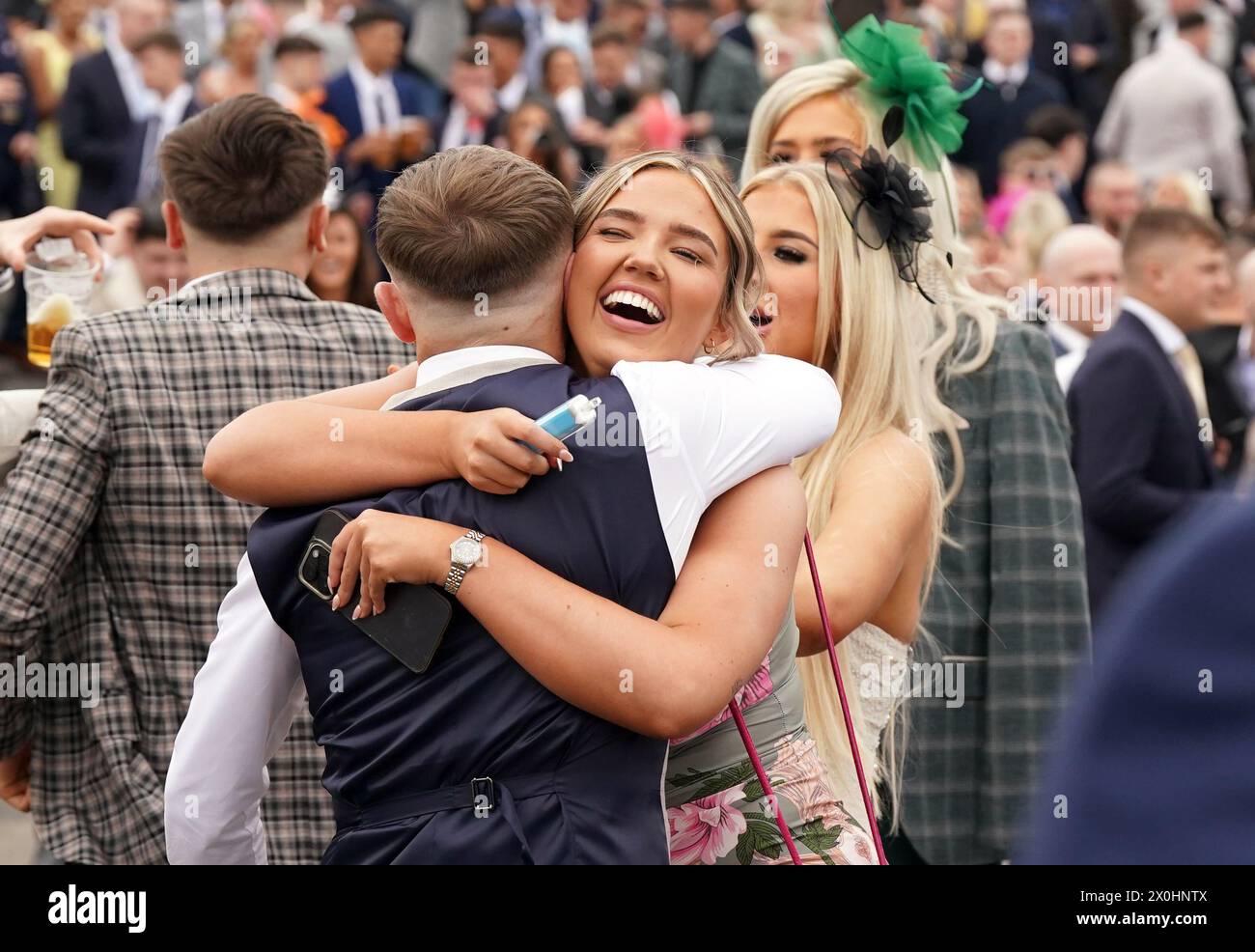 Randox Races Racegoers celebrate on day two of the 2024 Randox Grand National ...