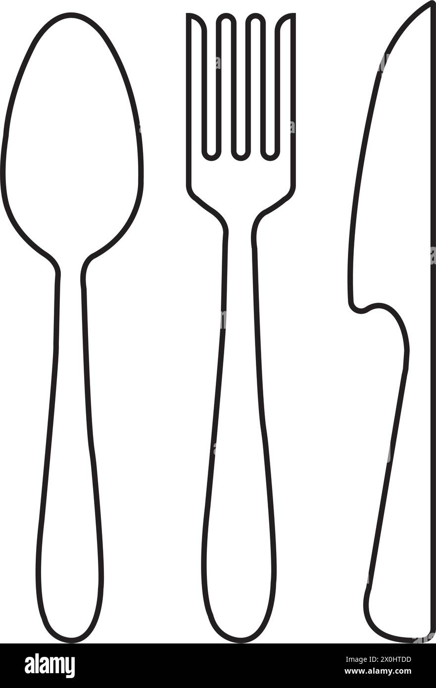 spoon, fork and knife icon vector simple design Stock Vector Image ...
