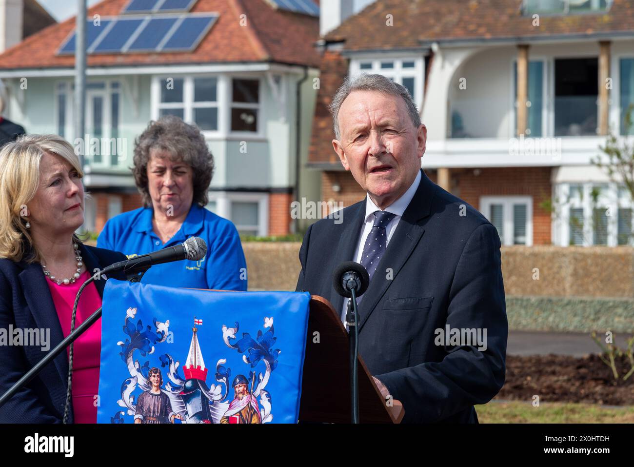 David Alton, Lord Alton, speaking at an event to unveil a statue ...