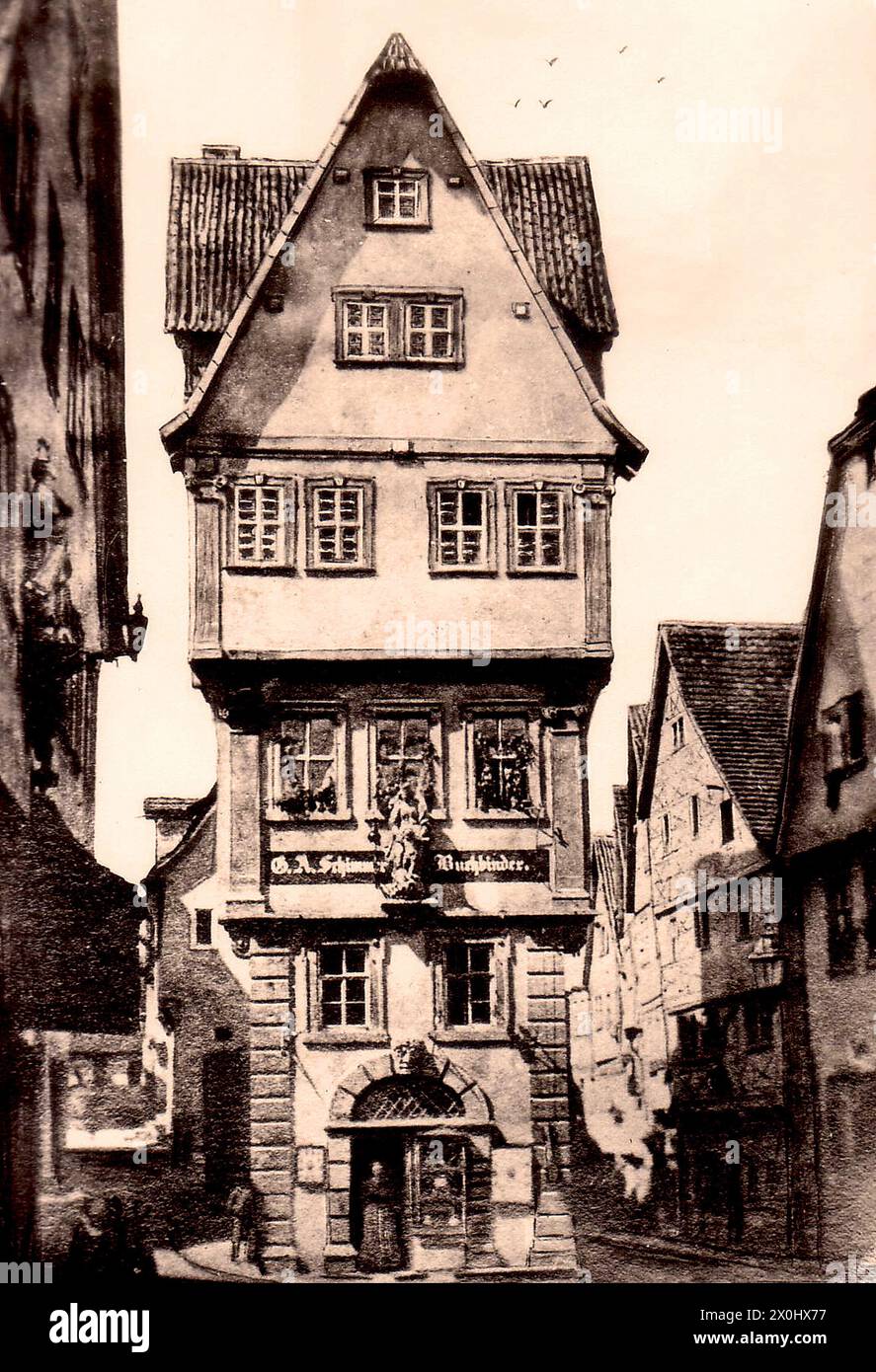 Krämergasse, middle row completely demolished in 1884. left Krämergasse, right Hauptstr. [automated translation] Stock Photo