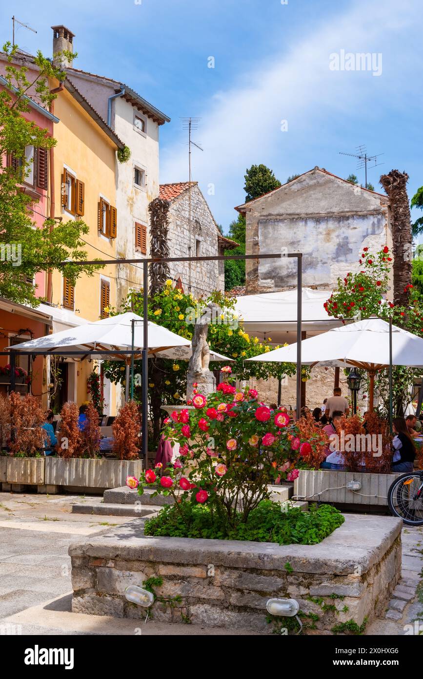 Beautiful impresiones of the old rustic village Porec on a sunny day in summer, Croatia Stock Photo