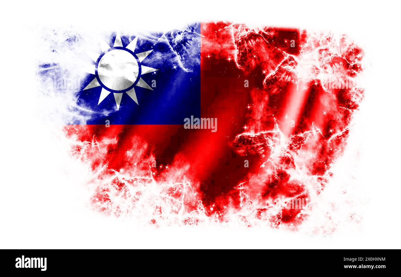 White background with torn flag of the republic of Taiwan Stock Photo