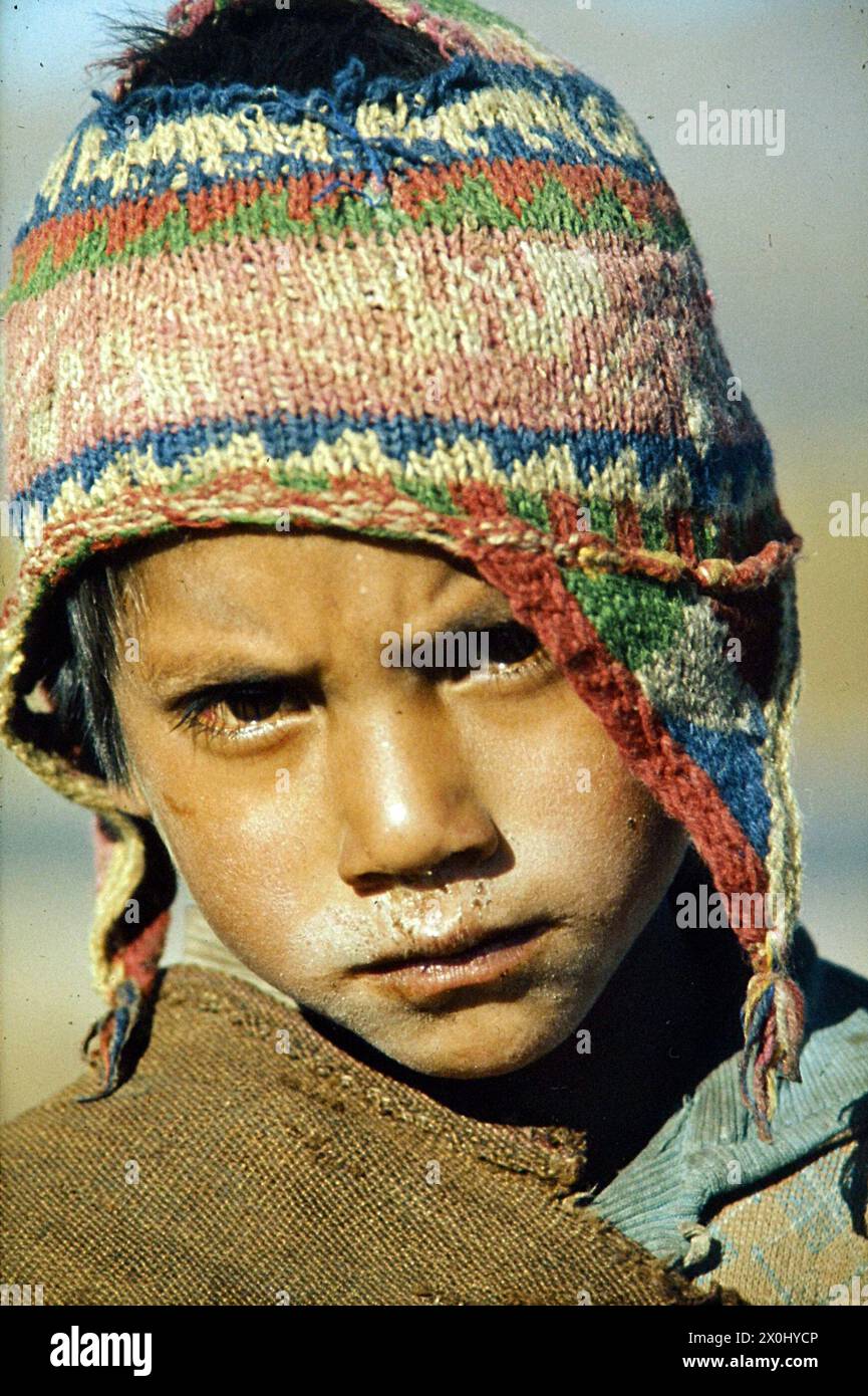 A little boy in Peru. He's wearing a chullo. [automated translation] Stock Photo