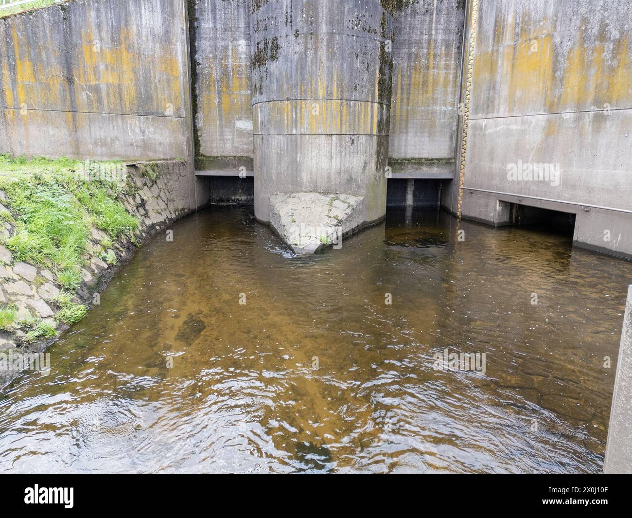 Backwater basin with river and drainage system Stock Photo