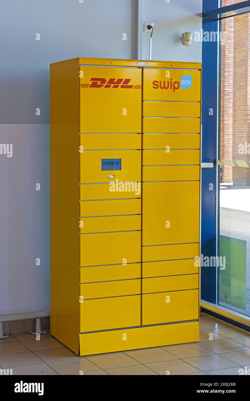 Szeged, Hungary - August 01, 2022: Bright Yellow DHL Locker Storage ...