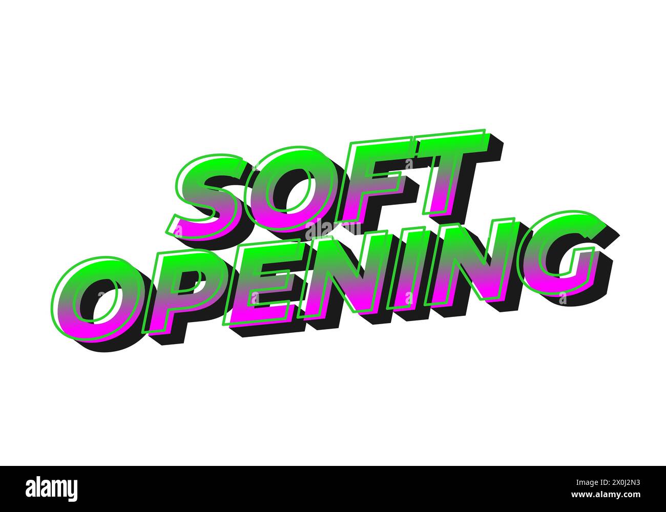 Soft opening. Text effect design in 3D look and eye catching colors ...