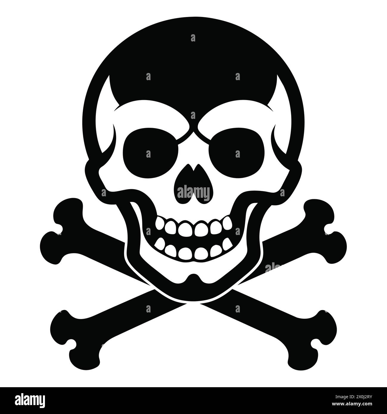 Silhouette of Skull and Bones, perfect for Halloween Decor, Party Invitations, Spooky Themed Events, Tattoo Designs, Gothic Art Prints Stock Vector